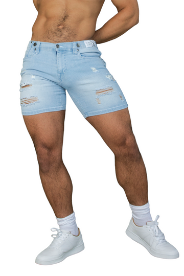 HOMAR Ice Blue Short with RIPS