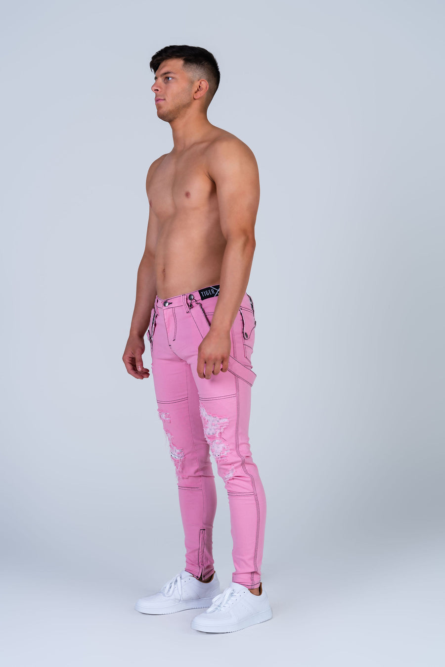 EARL PINK JEAN with Holes & Backing